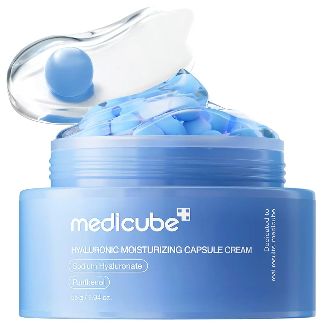 medicube Capsule Cream with Hyaluronic Ácido | Hidratação até 120 horas, creme hidratante calmante, todos os tipos de pele, com pantenol e cerâmicas, cosméticos coreanos