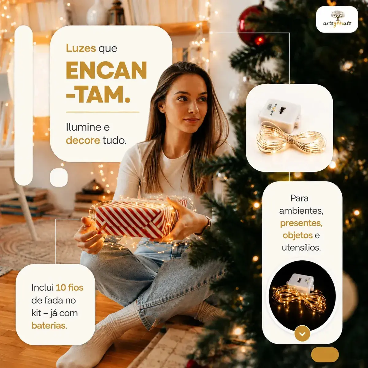 Kit 10 Fio Fada Cordão Luz Decoração Artezenato Luzes De Fada Led Pisca 2m 20 Leds Iluminação Pilhas Para Garrafas Árvore De Natal Casamento thumbnail 4