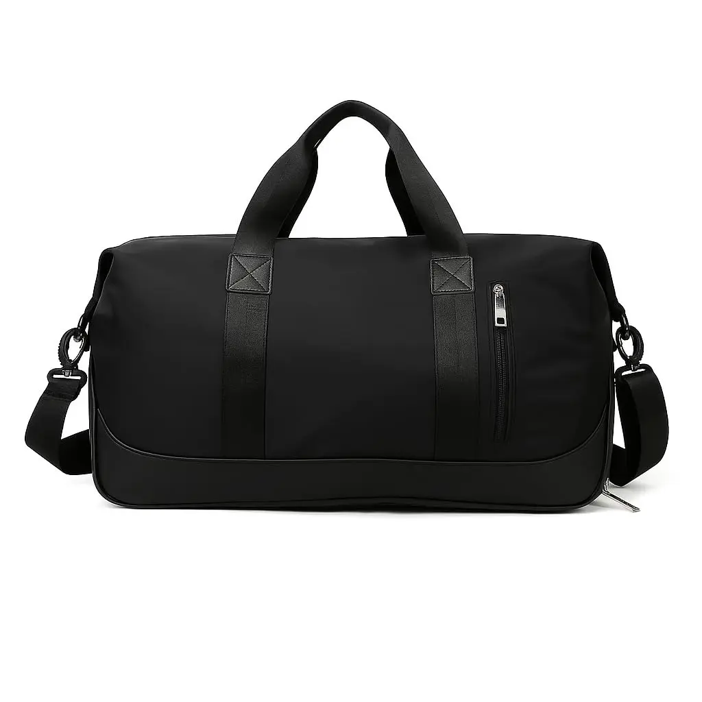 Bolsa De Mão Mala Viagem Academia Feminina Masculina Super Grande, Compartimentos Com Zíper, Espaço Para Tênis Ou Roupas Sujas Alça Removível Modelo Transversal Bordo Poliéster (Preto Clássico)