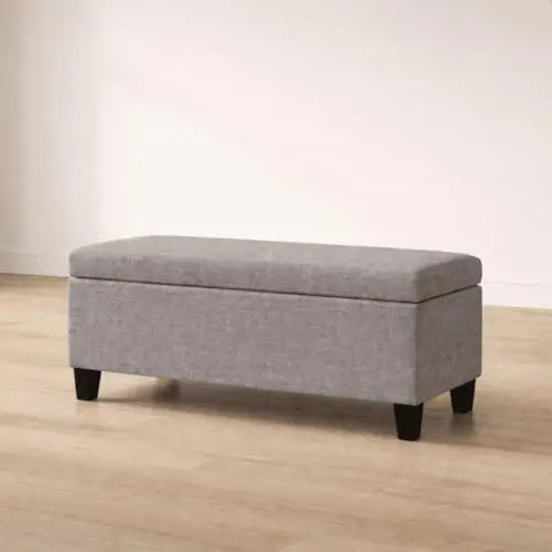 Banco Baú Estofado 80cm Puff Organizador Confortável Sala Quarto Closet (Linho Cinza)