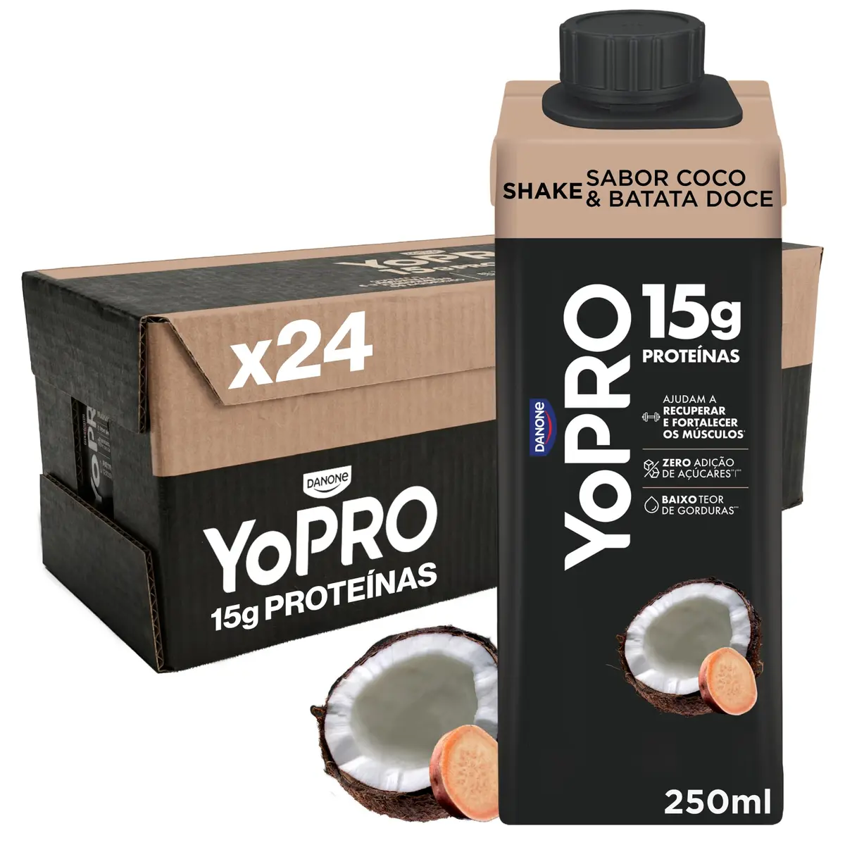 Pack YoPRO Bebida Láctea UHT Coco com Batata Doce 15g de Proteínas 250ml - 24 Unidades - 1