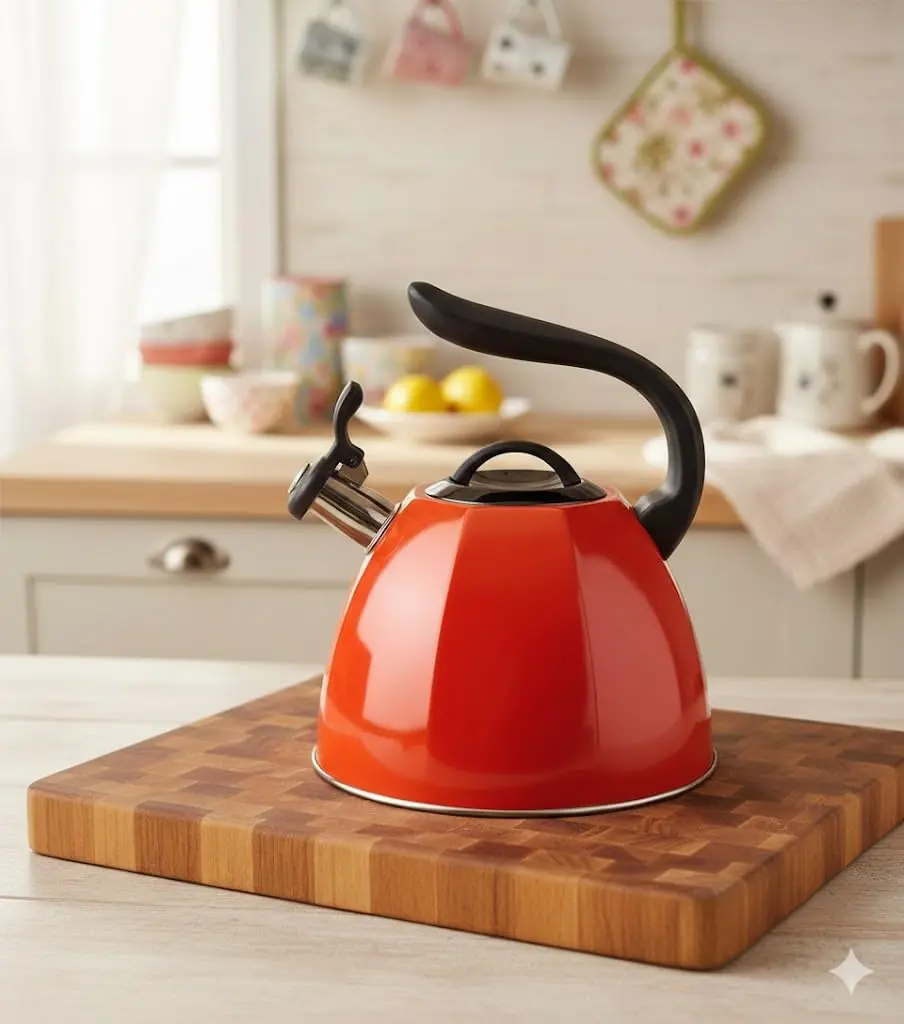Chaleira com Apito em Aço Inox 3 Litros - Cabo Soft Touch Ergonômico, Base de Indução, Alta Durabilidade e Segurança para Cozinha - 1