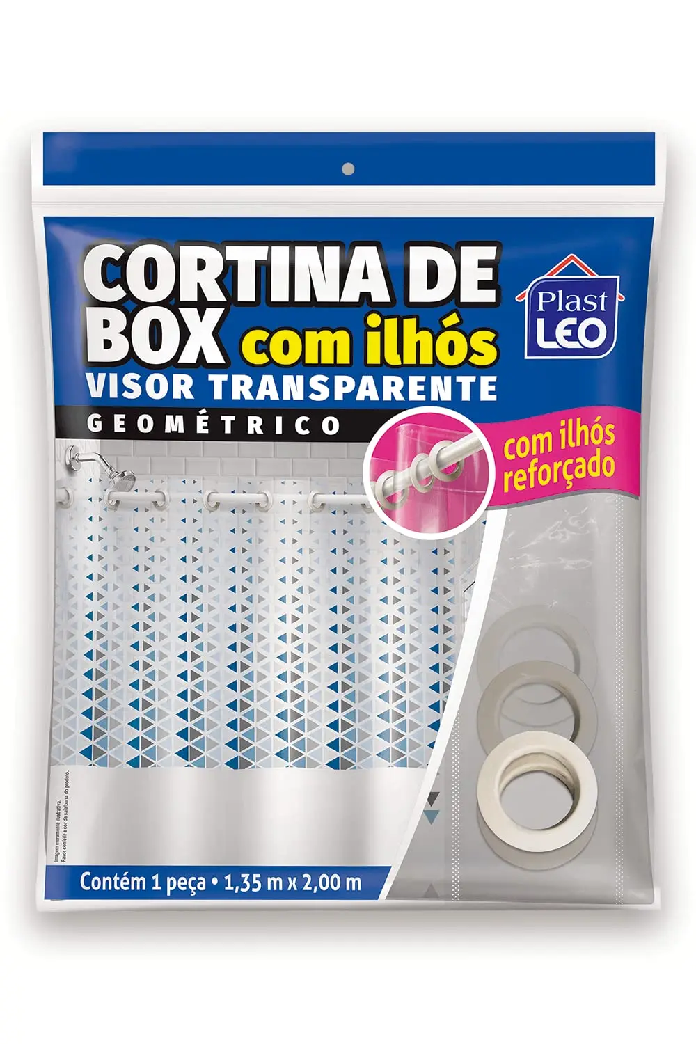 Cortina para Box com Ilhós - Visor Geométrico (1,35x2