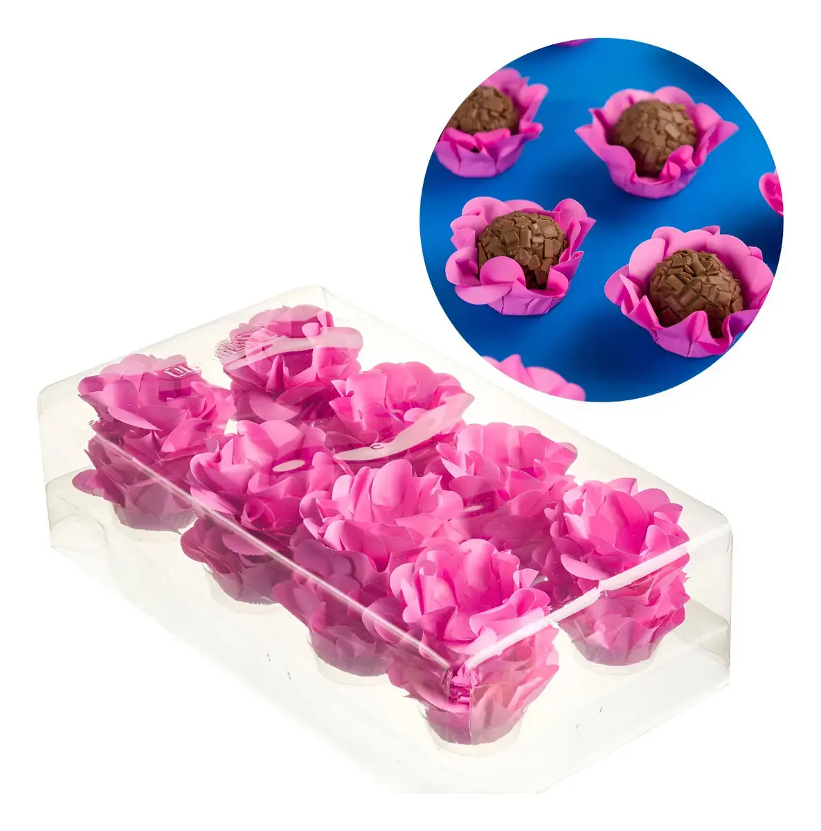 40 Forminhas Doces Finos Flor Luxo Casamento Aniversario Cor Rosa