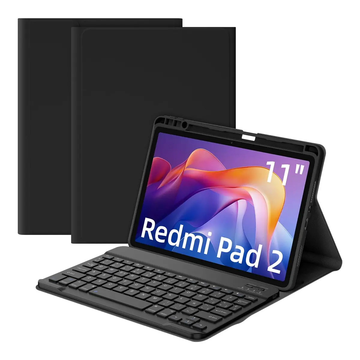 Capa com Teclado para Xiaomi Redmi Pad 2 11" 2025 | Layout em Português Brasileiro Teclado Destacável e Capa Tipo Fólio para Tablet Redmi Pad 2, Preto
