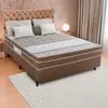 Cama Box de Casal Biflex Ilhéus com Molas Ensacadas e Euro Pillow 63x138x188cm - Marrom/Bege Estampado - 1