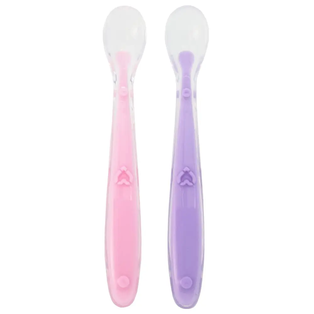BUBA Kit Colher Silicone Baby - 2 Pecas - Rosa/Lilás - 1