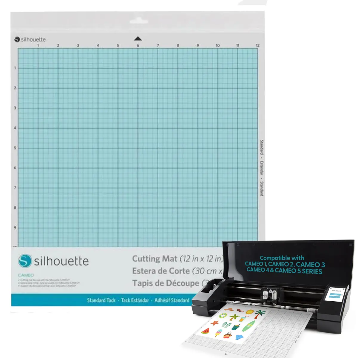 Base de Corte para Silhouette Cameo - 30x30 | O adesivo padrão prende cartolina e materiais de artesanato em geral com segurança para corte e alinhamento precisos
