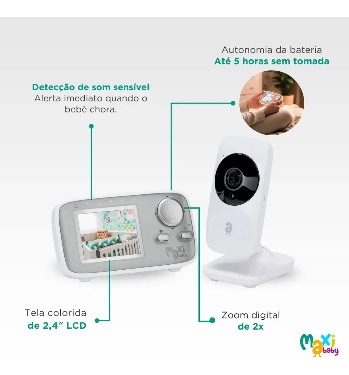 Babá Eletrônica Monitor 2.4 Sem Fio Zoom Baby On Maxi Baby thumbnail 4