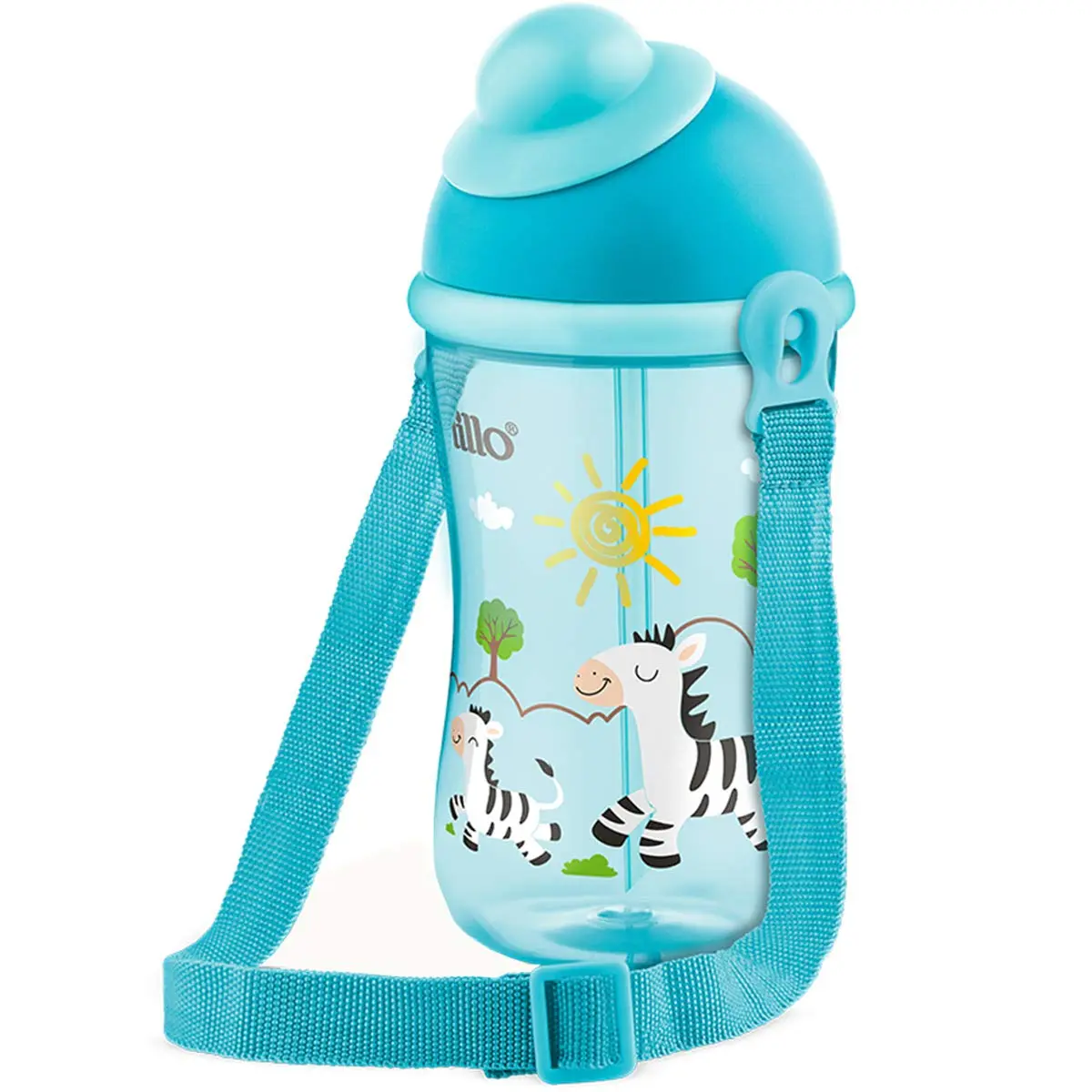 Copo Cantil Canudo Silicone - Lillo, Azul, 390 ml - 1