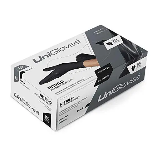 Luva Nitrílica Preta Descartável Sem Pó Caixa com 100 unidades Nitrilo Black Luvas de Procedimento Preto Cartucho com 50 pares (M - MÉDIO)