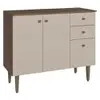Balcão Gabinete 3 Portas 1 Gaveta Rustic/Crema Gourmet Madesa - Bege - 1