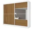 Guarda-Roupa Casal Móveis Europa Londres Flex com Espelho, 2 Portas de Correr e 4 Gavetas - 205cm de largura - Branco/Caramelo - 1