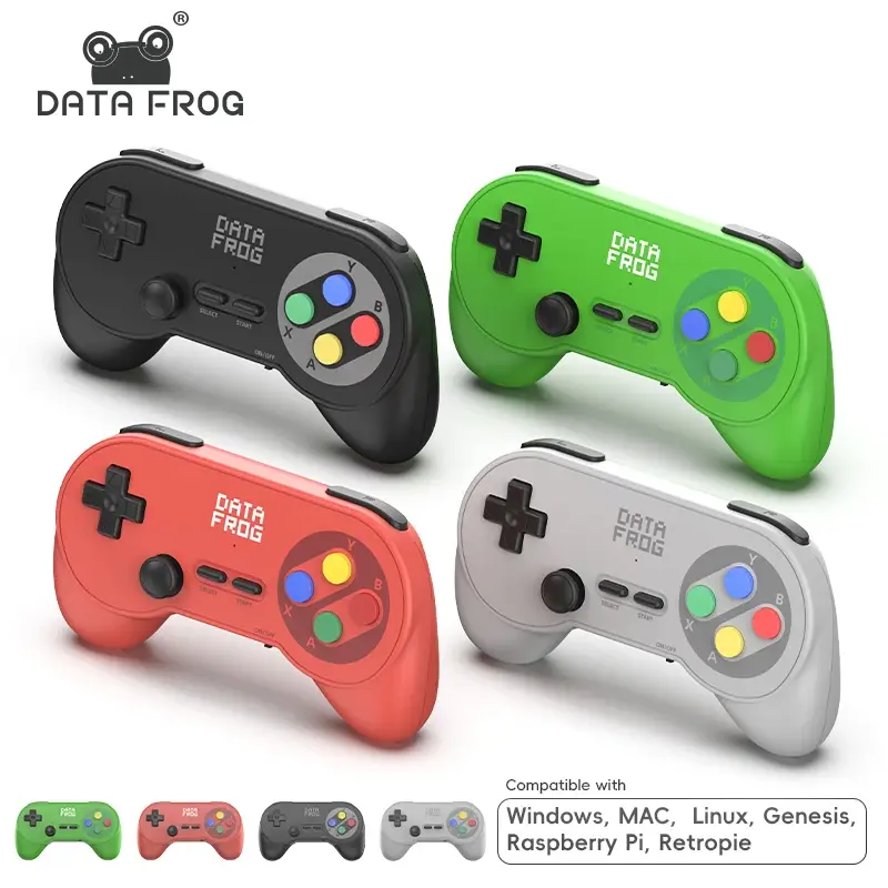 Controle de Jogo Retro Sem Fio Data Frog PC07, Receptor USB Duplo para 2 Jogadores, Gamepad Plug & Play para PC, Android TV Box