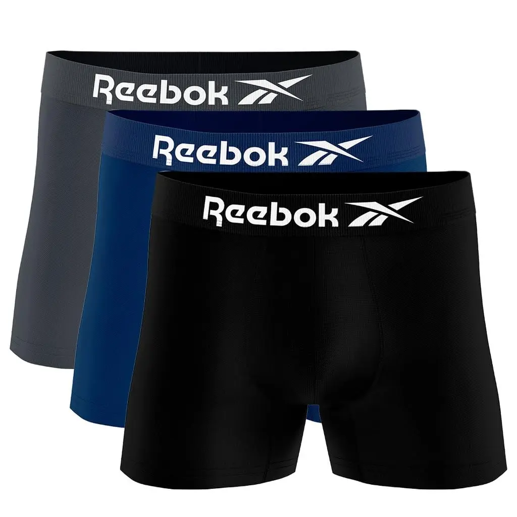 Kit 3 Cuecas Boxer Reebok Masculinas Microfibra Adulto Box Sem Costura Sortidas - 1