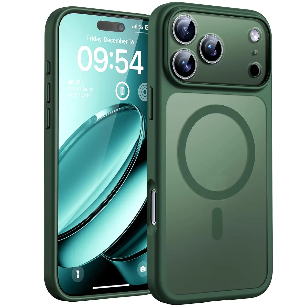 TOCOL Capa Capinha para iPhone 17 Pro Max Case 6.9 Pol, Verde Alpine | Compatível com MagSafe, Tampa da Câmera, Proteção Total e Militar, Antichoque, Anti-impressões, Fosco Translúcido