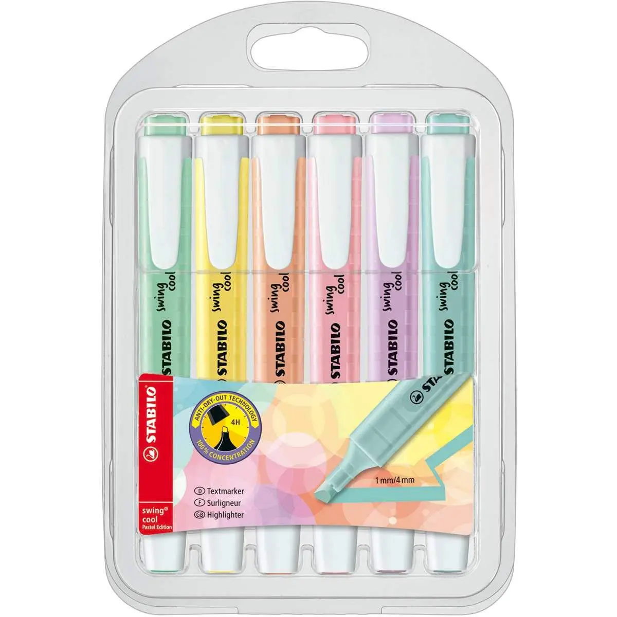 STABILO Swing Cool Pastel Marca Texto – Estojo com 6 unidades – Em 6 cores pasteis - 1