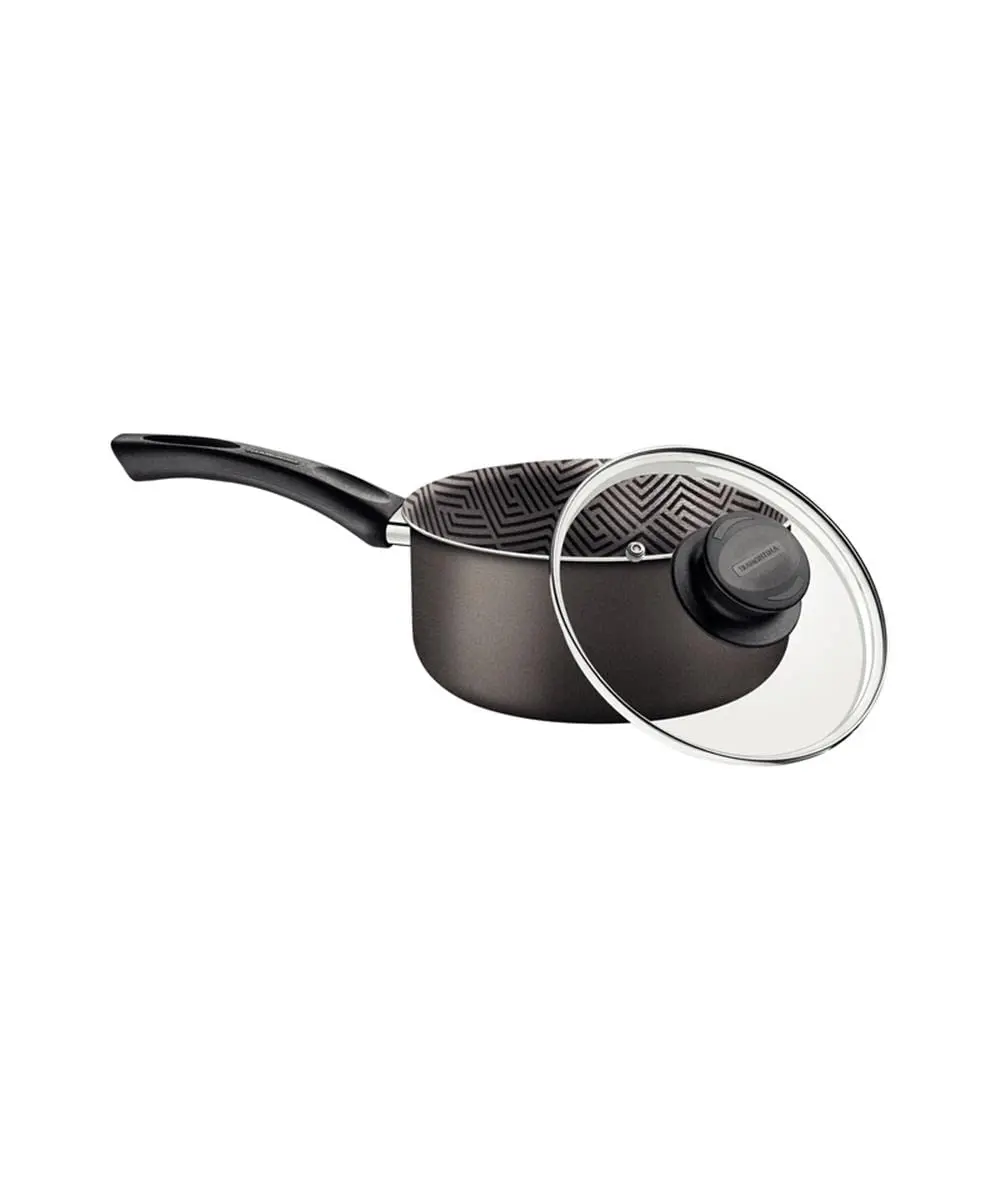 Panela Tramontina Paris em Alumínio com Revestimento Interno e Externo em Antiaderente Starflon Max Chumbo com Tampa de Vidro 16 cm 1,5 L