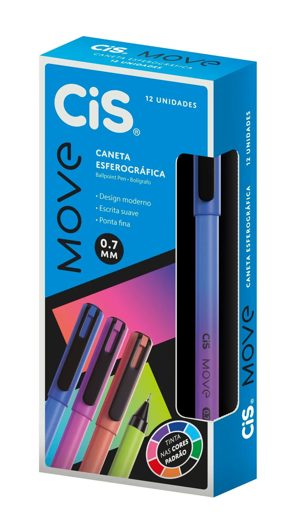 CIS Move Caneta Esferográfica - 0.7 mm - Azul - Caixa com 12 unidades - 1