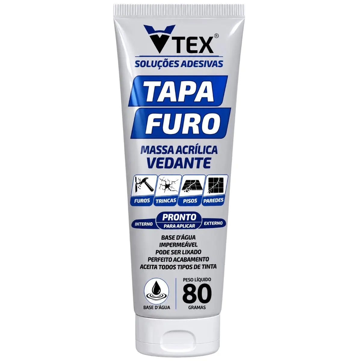 Tapa furo VTEX 80G PALHA | Selagem Premium para tapar furos e buracos de paredes, Pornto uso, Fácil aplicação, sem cheiro