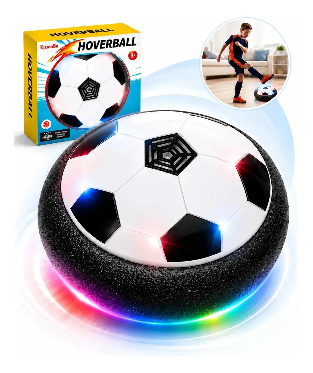 Bola Flutuante Futebol Indoor Flat Ball Hoverball com Luz LED Bola de Futebol Elétrica Infantil que Desliza no Piso com Borda em Espuma para Brincar Dentro de Casa Kizumba - 1
