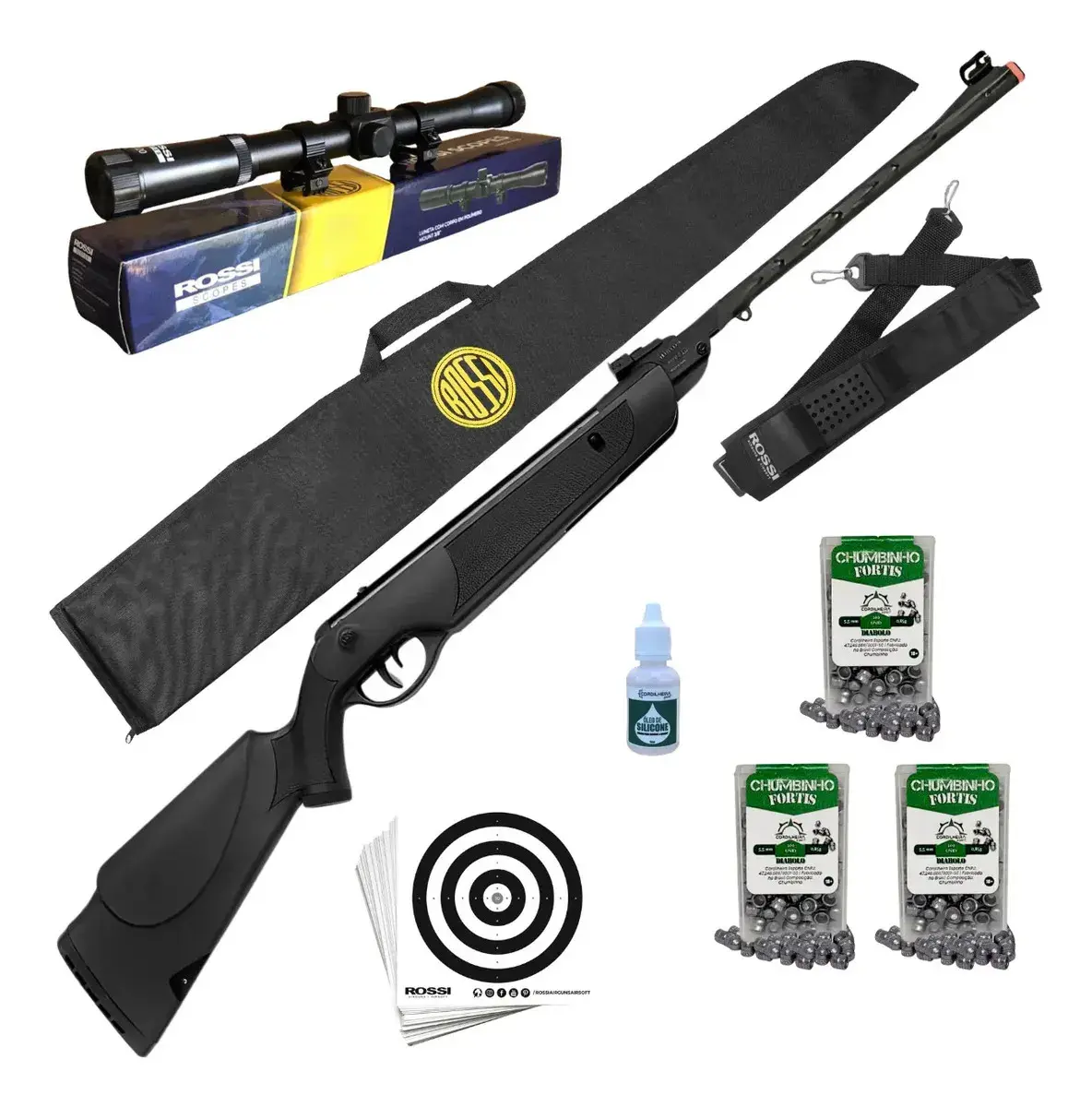 Carabina Dione Sport Mh 5.5 Mola Rossi Luneta + 300 Chumbos Preto 5.5 Mm - 1