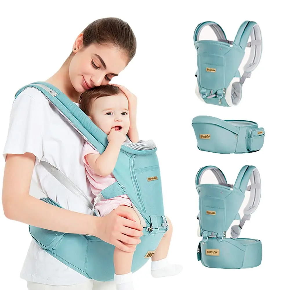 Brastoy Mochilas Canguru Portador Ergonômico Carregador De Bebê 3 Em 1 (Azul Claro) - 1