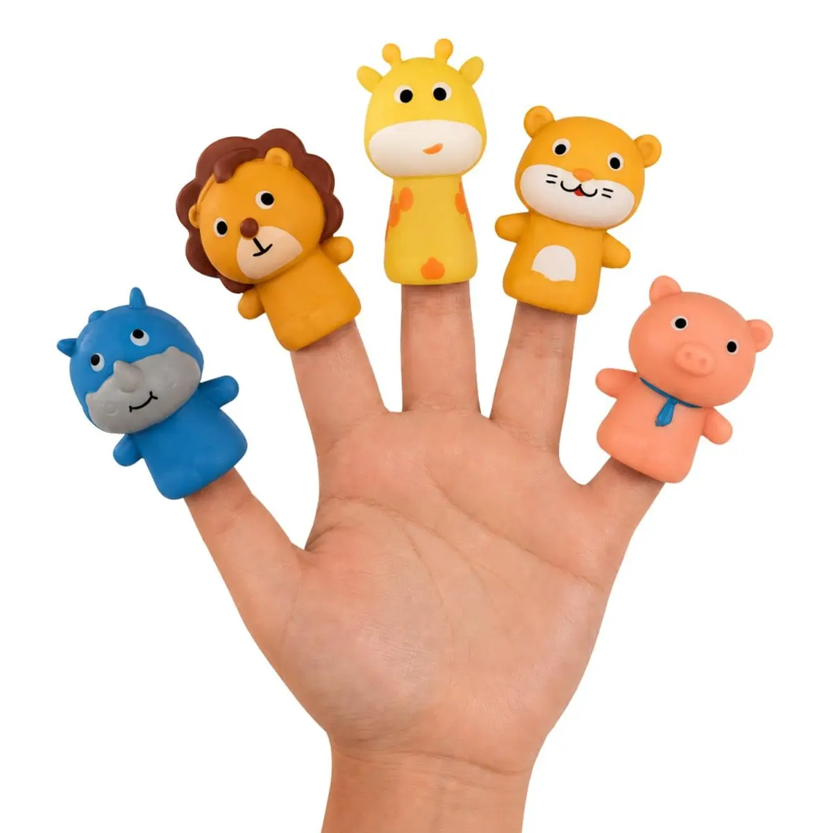 Kit Dedoches de Animais 5 Peças em Vinil 7cm para Crianças | Fantoches de Dedo, Educativos