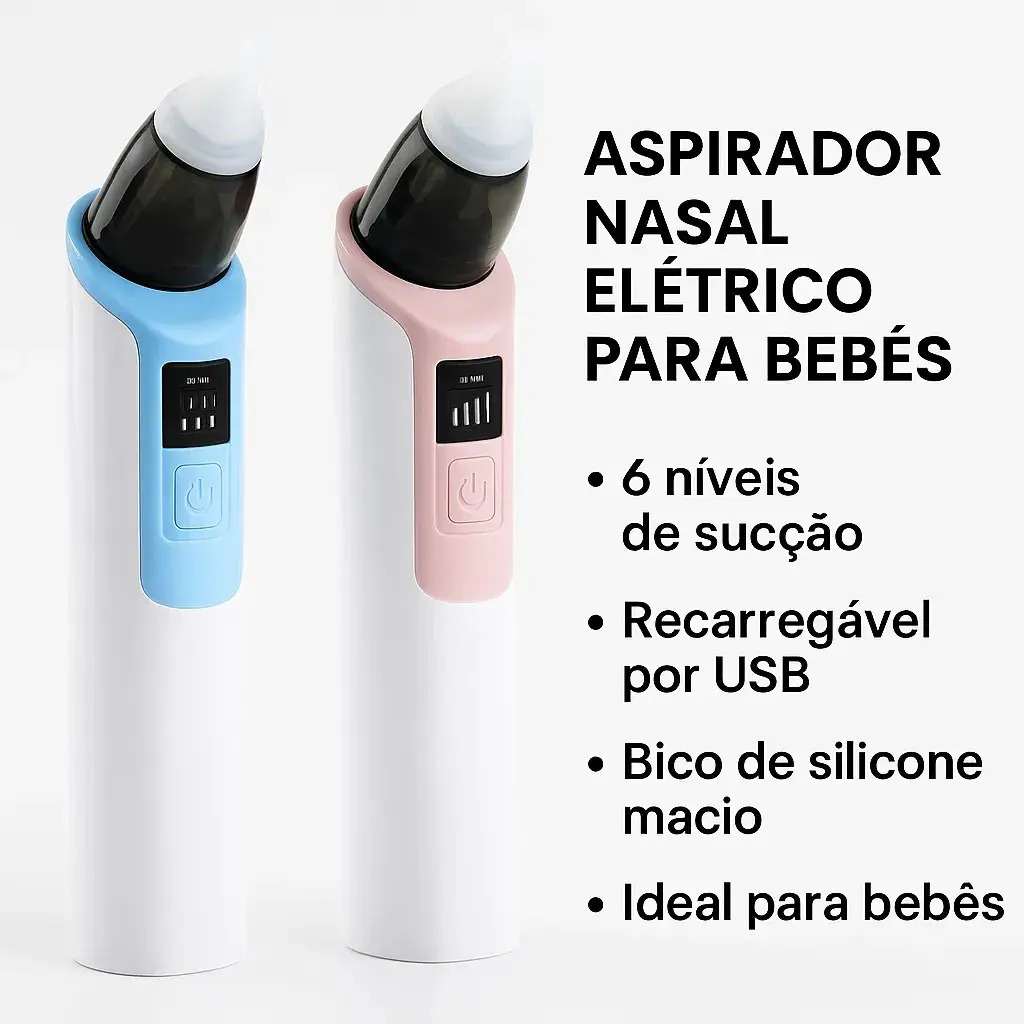 Sugador Aspirador Nasal Elétrico Infantil Recarregável 6 Velocidades com bico e filtros A2 Eletronics - Azul thumbnail 2