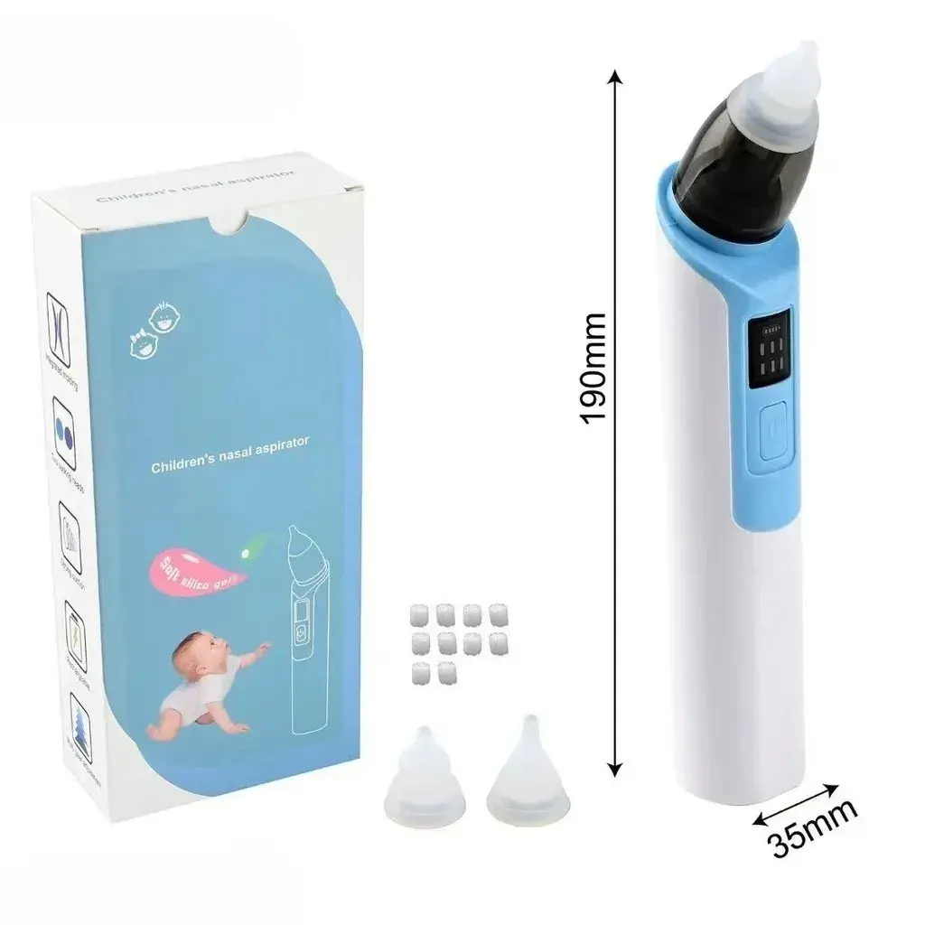 Sugador Aspirador Nasal Elétrico Infantil Recarregável 6 Velocidades com bico e filtros A2 Eletronics - Azul thumbnail 3