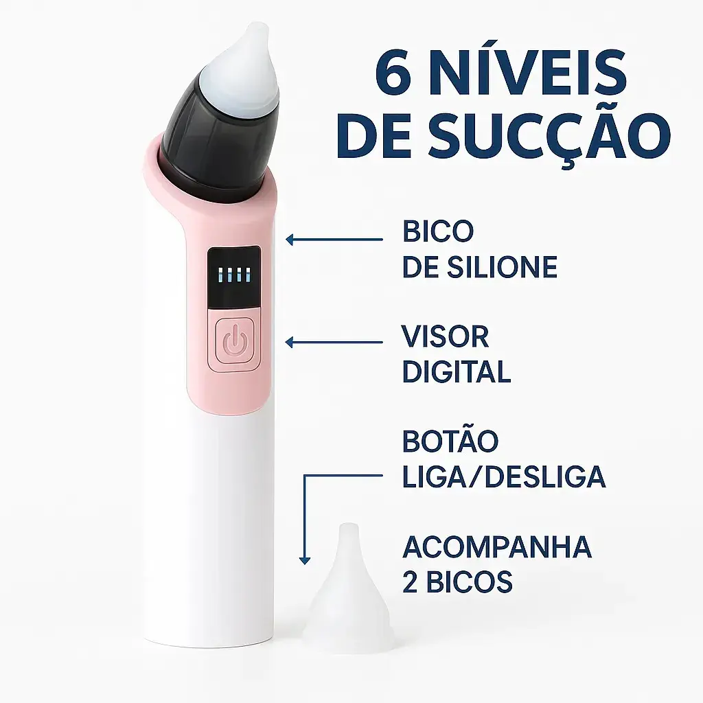 Sugador Aspirador Nasal Elétrico Infantil Recarregável 6 Velocidades com bico e filtros A2 Eletronics - Azul thumbnail 6