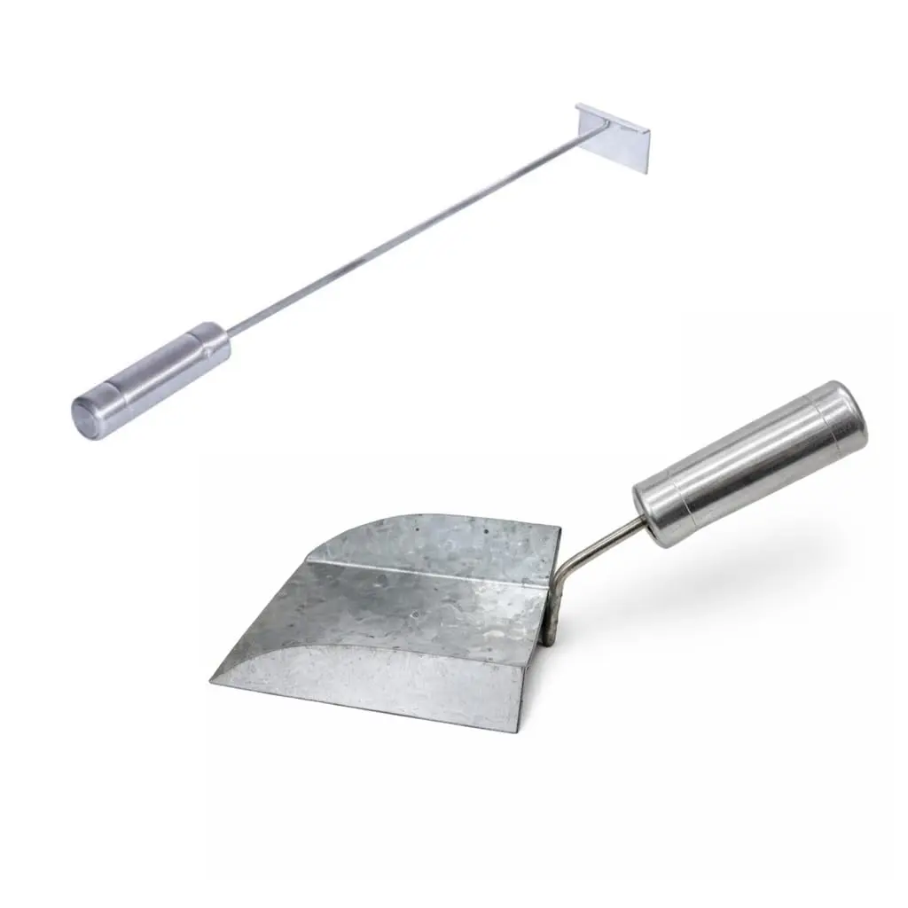 Kit Pá Cinza Para Limpeza Churrasqueira Reforçada + Espalhador De Brasas Com Cabo Alumínio Térmico We(Prateado)