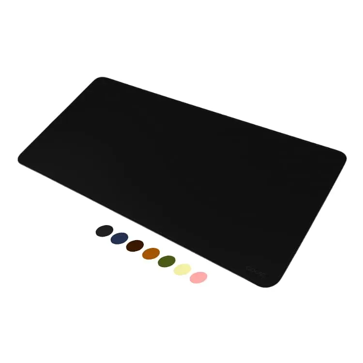 Mouse Pad Desk Pad Couse em Couro Ecológico 70x30cm + Porta-Copos Premium (Preto)