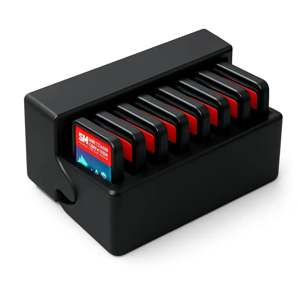 Organizador Cartuchos de Jogos para Nintendo Switch 1 2, Capacidade 10 Unidades, Estojo Portátil, Porta-Cartucho, Games, Base Organizadora, Case, Caixa para Switch (Kit com 3 Preto)
