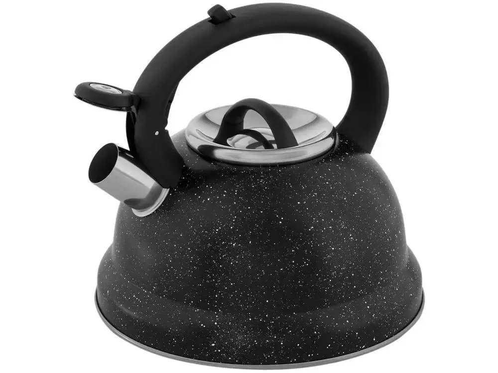 Chaleira Brinox Inox com Apito Preto Marble 2,7L Roma - 1