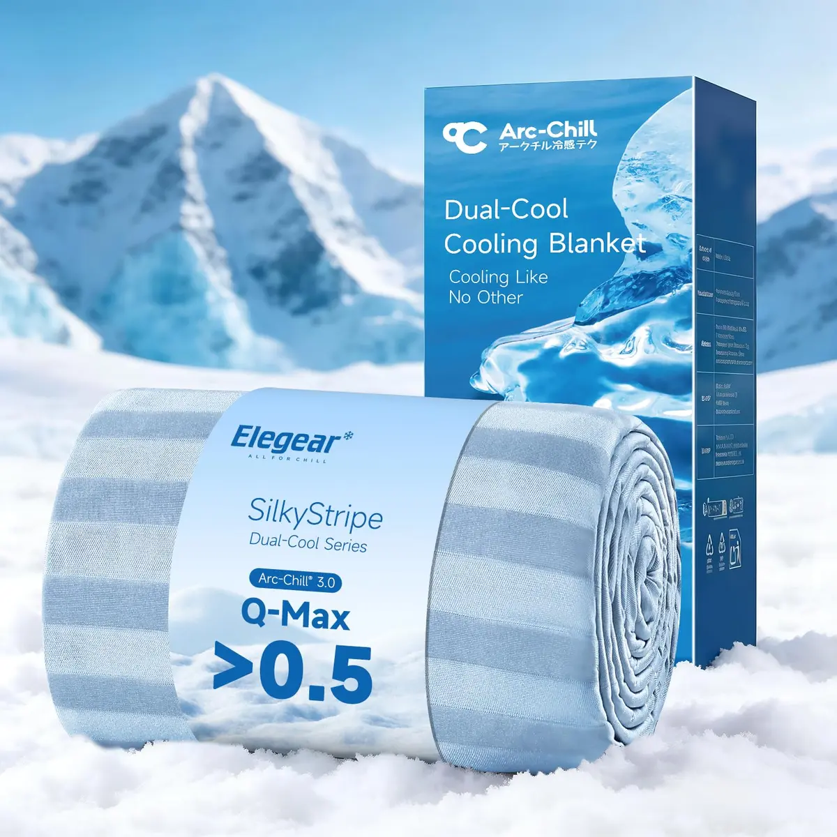 Cobertor Elegear refrescante King, com fibra de resfriamento dupla face Arc-Chill Q-Max > 0,5, absorve o calor para manter o corpo fresco durante o suor noturno, leve para o verão, 228 x 274 cm
