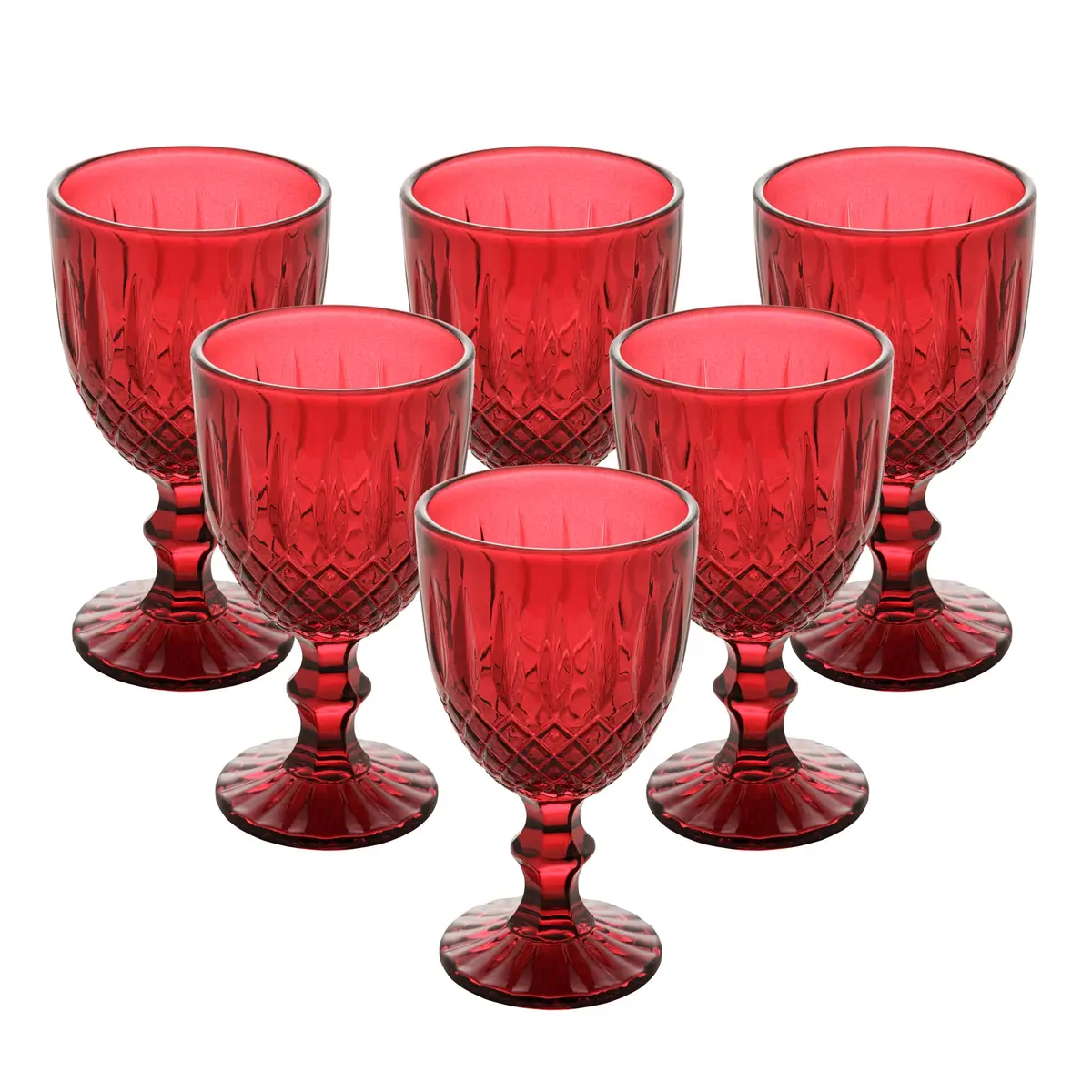Conjunto 6 Taças de Água Greek 320ml Vermelha Vidro - Wolff