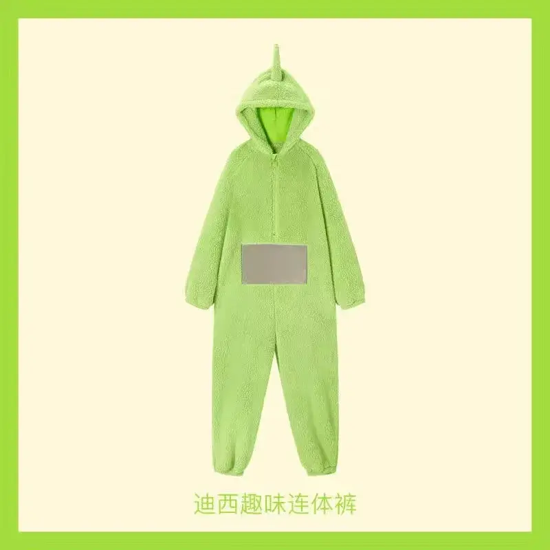Adulto crianças teletubbies trajes macios mangas compridas peça pijamas traje lala casa roupas cosplay adulto unisex homewear
