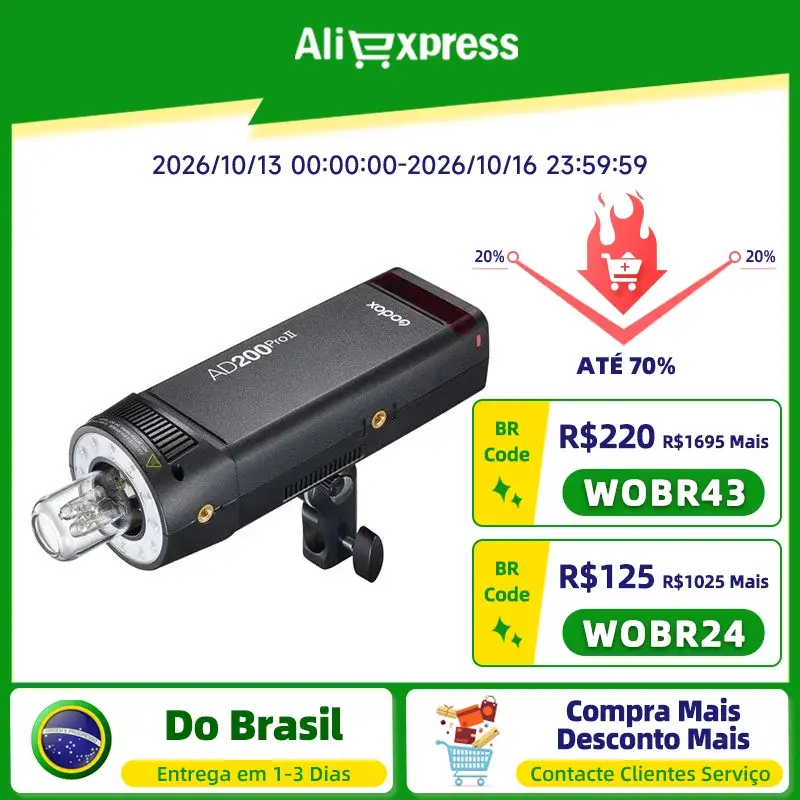 Godox ad200pro ii 200w ttl hss lanterna flash estroboscópica sem fio para sony canon nikon dslr câmera sem espelho ao ar livre ad200proii - 1