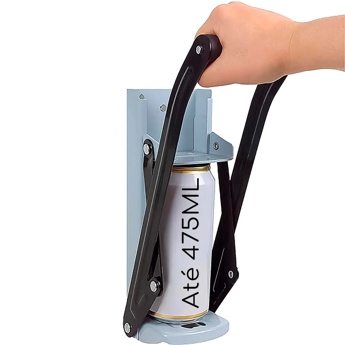 Amassador de Latinhas Latas Cerveja Alumínio com Abridor de Garrafas até 475ml cor Cinza