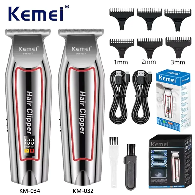 Kemei profissional aparador de cabelo elétrico aparador de barba para homens máquina de cortar cabelo máquina de corte de cabelo kit aliciamento KM-032