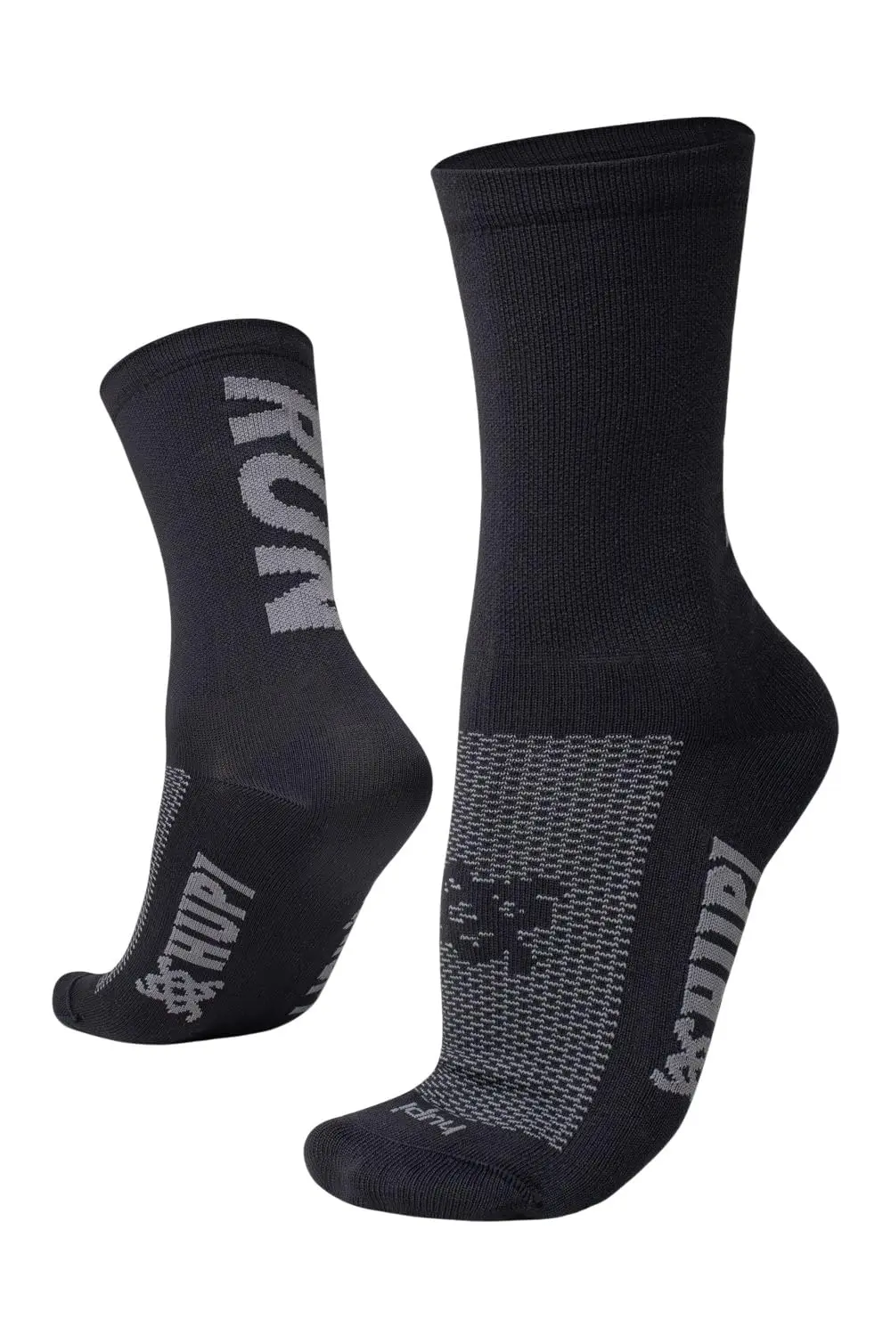 Meia para Corrida HUPI Run Preto/Cinza 1 Par Cano Médio, Cor: Preto/Cinza, Tamanho 36-42 - 1