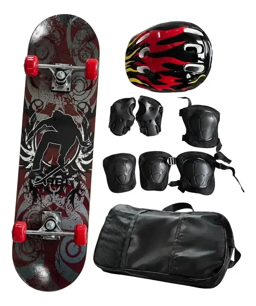 Skate Infantil sofisticado C/ Kit De Proteção - Diversas Cores Cinza Grafite - 1
