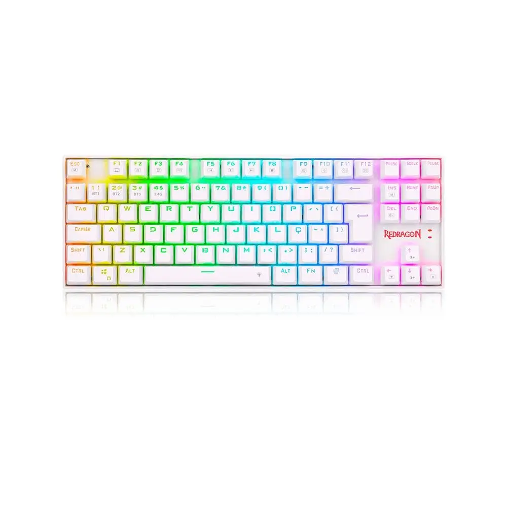 TECLADO MECANICO KUMARA PRO RGB WIRELESS E BLUETOOTH BRANCO SWITCH BLUE - 1