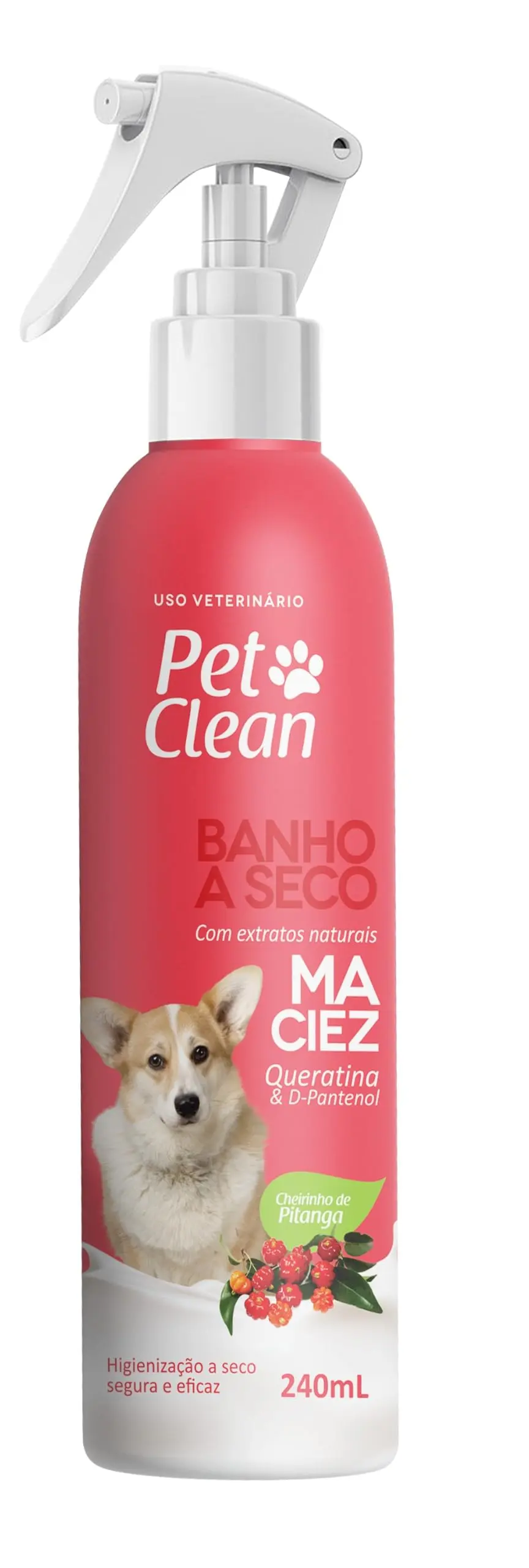 Pet Clean Banho a Seco com Queratina e D-Pantenol Cães e Gatos 240 ml | Queratina e D-Pantenol fortalecem os pelos e neutralizam odores sem enxágue; sem sulfatos e sem parabenos - 1