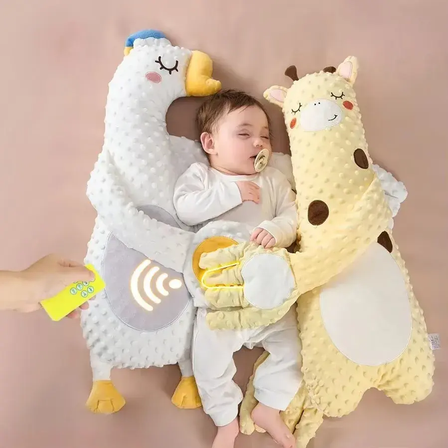 Travesseiro de dormir para bebês, boneca para recém-nascidos com palma calmante, controle remoto, travesseiro elétrico de mão para bebês, palma calmante