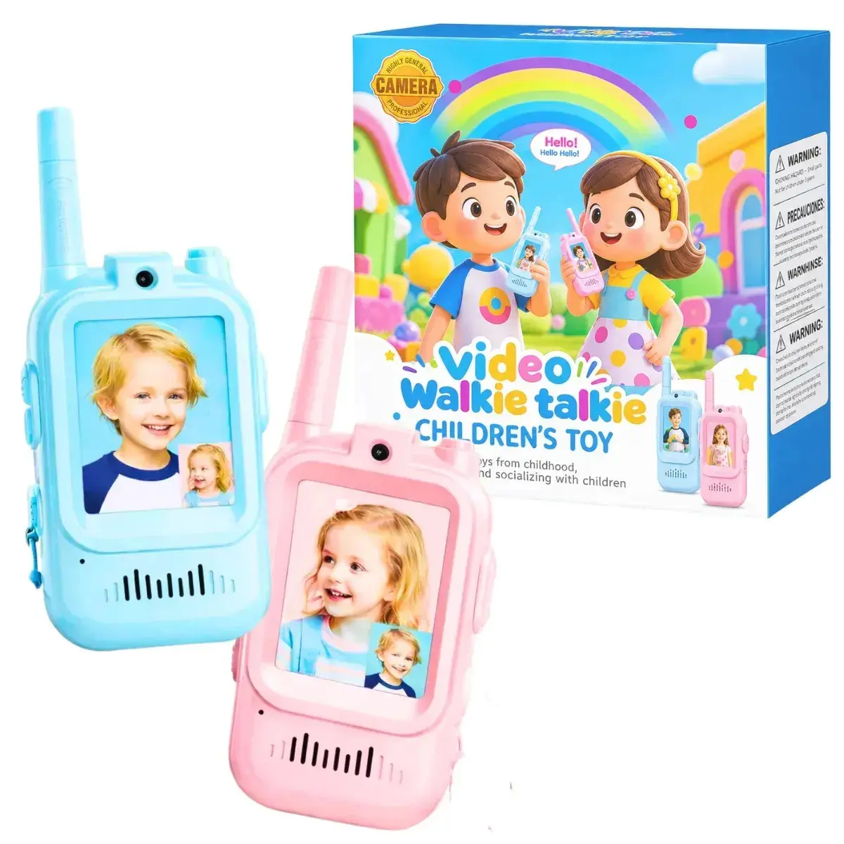 Walkie Talkie Infantil Chamada De Vídeo 300m Rosa
