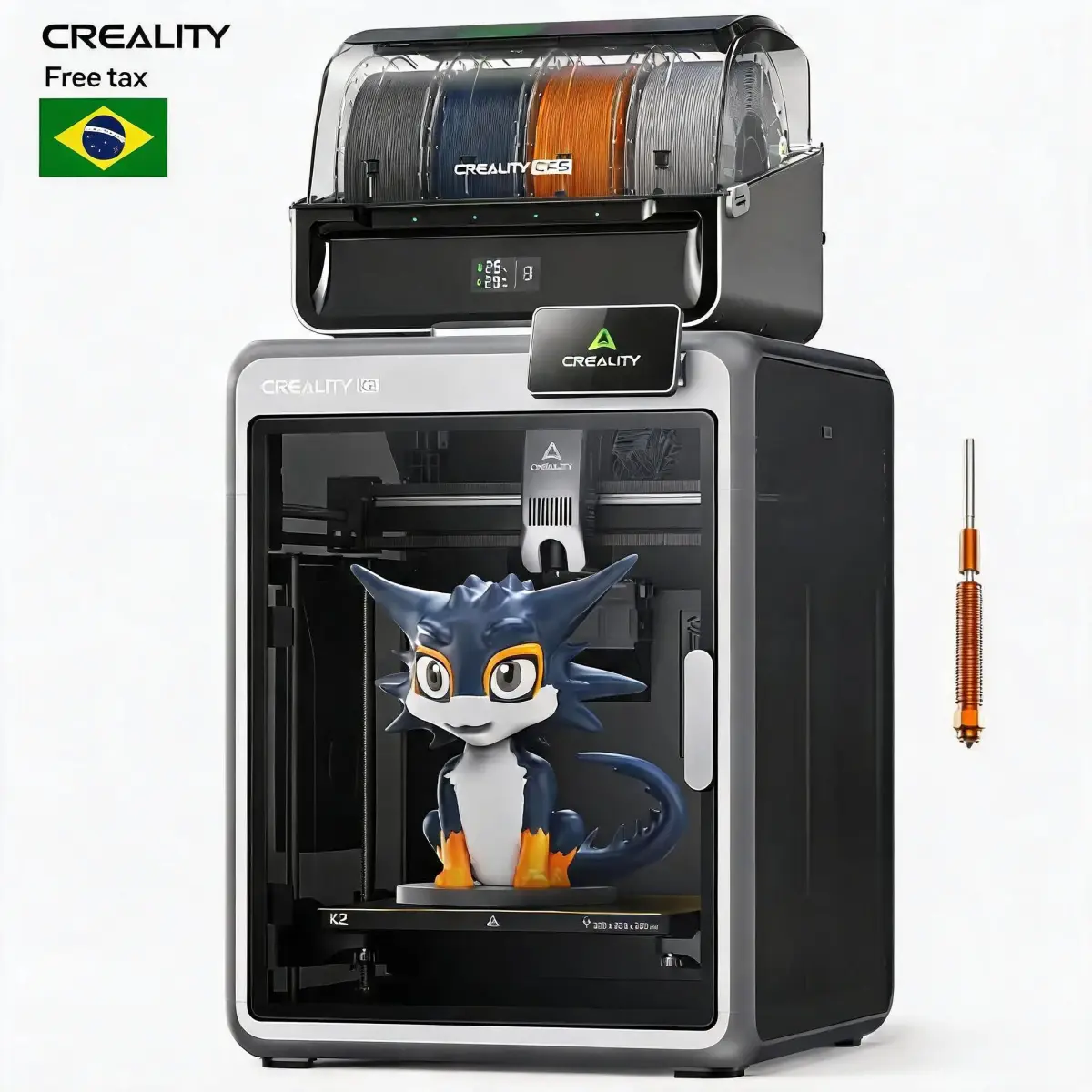Impressora 3D de Alta Velocidade Creality K2 Combo, Conjunto de Materiais Multicoloridos CFS, Tamanho de Impressão 600 MM/s 260 * 260 * 260mm - 1
