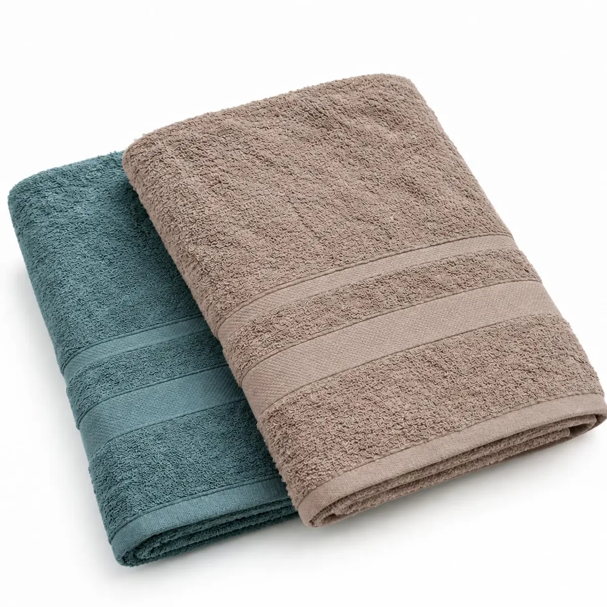 Jogo 2 Toalhas de Banho Alamo Ecoblend 70x140cm Verde e Bege Conforto | Fio Reciclado, 490 g/m² de Gramatura, 60% Algodão 40% Poliéster, Alta Absorção, Alta Durabilidade