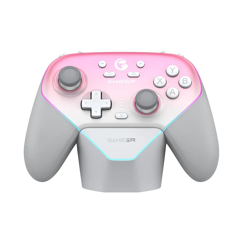 GameSir Super Nova Controle Sem Fio Bluetooth para PC/Switch/Switch 2/iOS/Android, 1000Hz, Hall Effect Anti-Drift, RGB, Dock de Carregamento, Controle Gamer Profissional - Rosa - 1